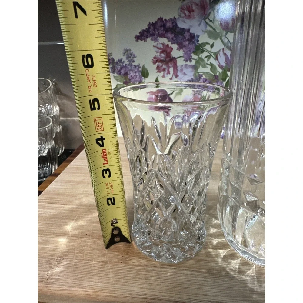 VTG Clear Glass Vase Set FTDA Crystal Vase +‎ Anchor Hocking Prescut Pineapple